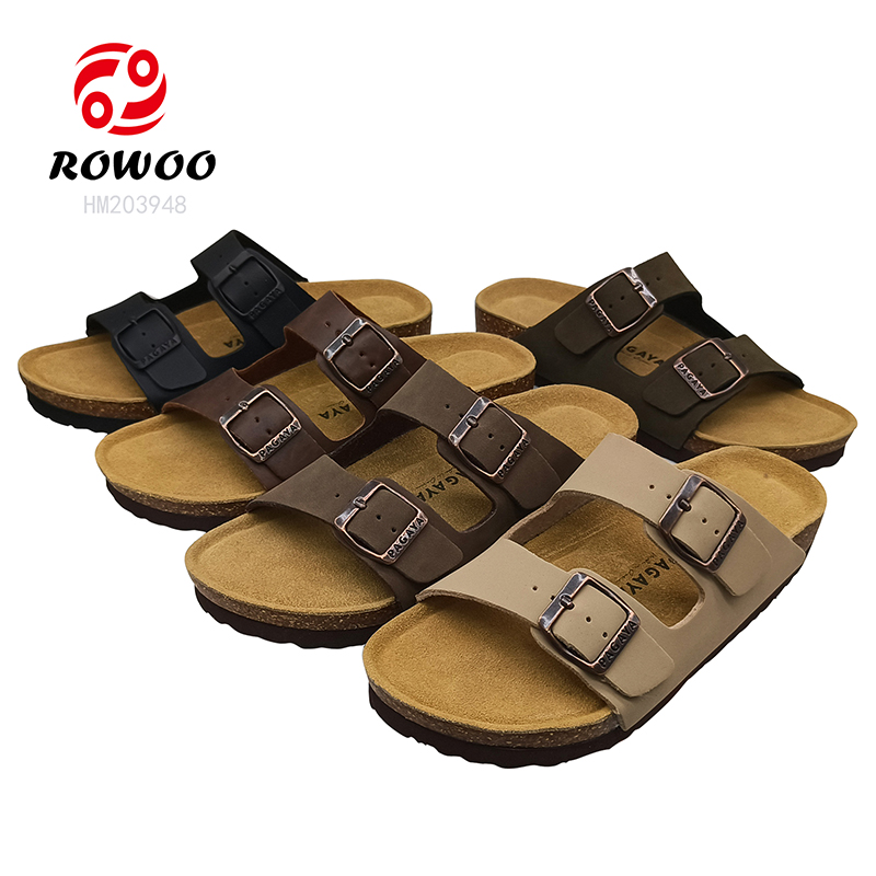 Factory Men Cork Sandals Leather Clog Sandals Women Outdoor Slipper Shoes