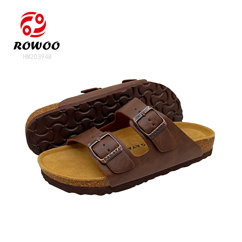 Factory Men Cork Sandals Leather Clog Sandals Women Outdoor Slipper Shoes