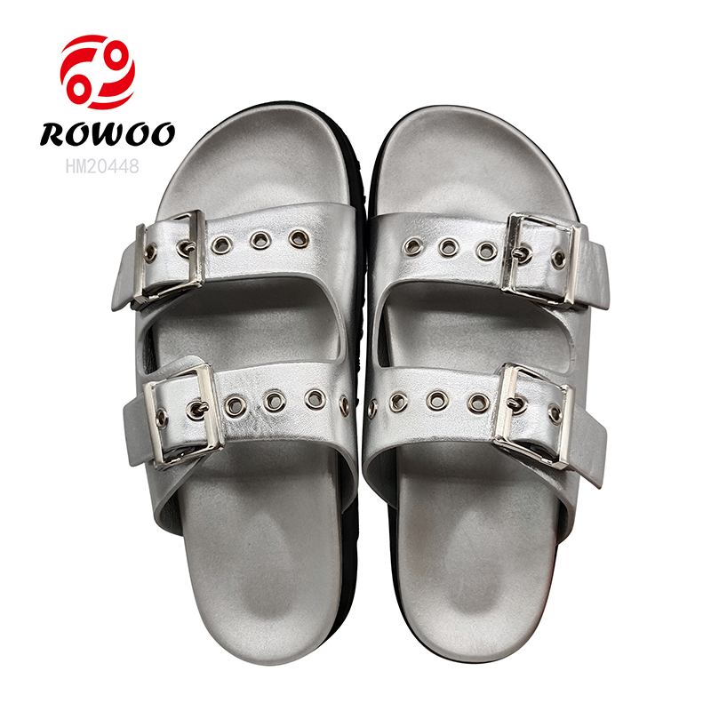 Wholesale Men Thick Bottom Slide Sandals Silver Slide Sandals Ladies Outdoor Shoes