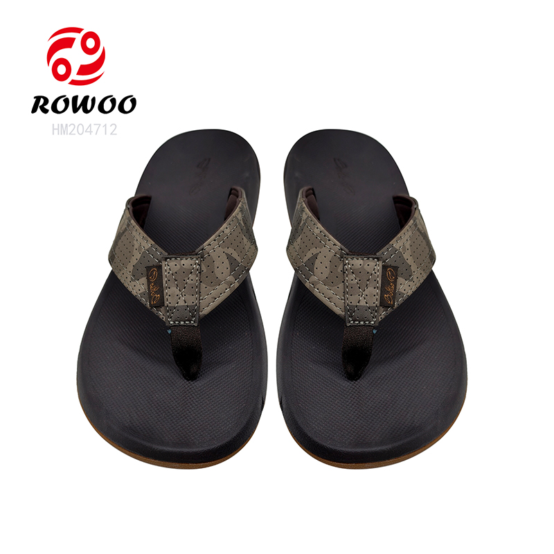 New Design Men PU Sandals Rubber Brown Flip Flops Wholesale Sandals