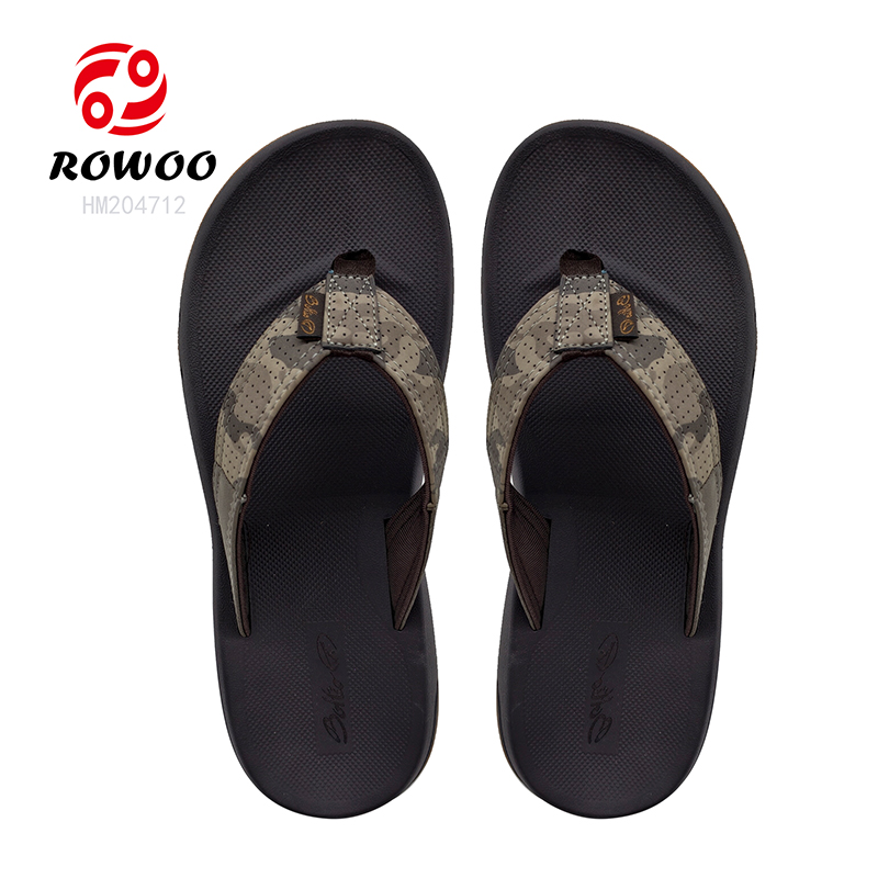New Design Men PU Sandals Rubber Brown Flip Flops Wholesale Sandals