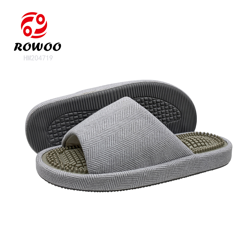 Men Winter Slippers Massage Open-toe Warm Slip-on Shoes Customized Cotton Shoes