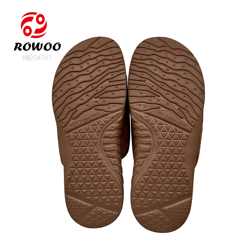 New Design Men PU Slide Sandals Brand Design Slip-on Sandals Brown Breathable Sport Footwear