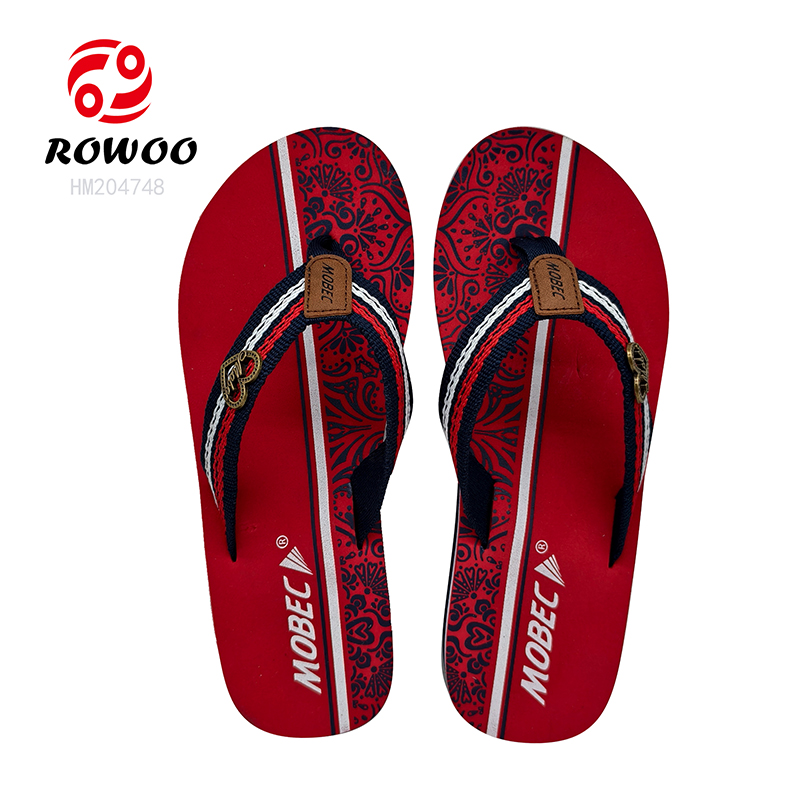 Printing Ladies Wedge Sandals Webbing Straps High Heel Flip Flop Slipper Shoes