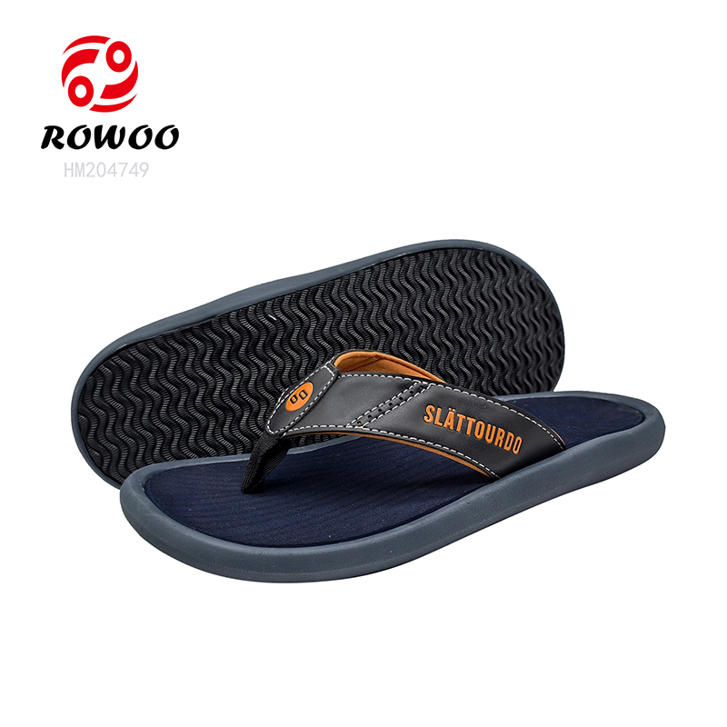 Navy Thong Slipper Shoes Soft PU Sole Flip Flops Wholesale Men Footwear