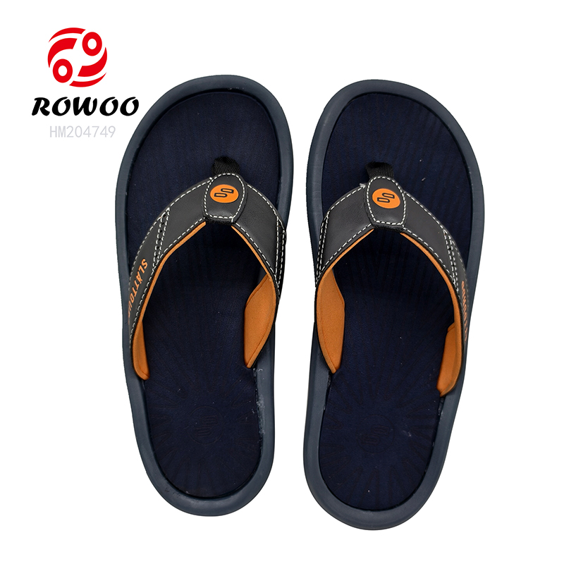 Navy Thong Slipper Shoes Soft PU Sole Flip Flops Wholesale Men Footwear