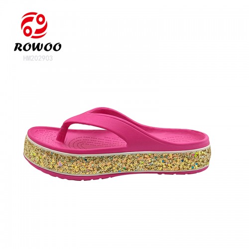 Wholesale EVA Flipflops Fashion Shining Slippers Ladies Outdoor Thong Sandals for Summer
