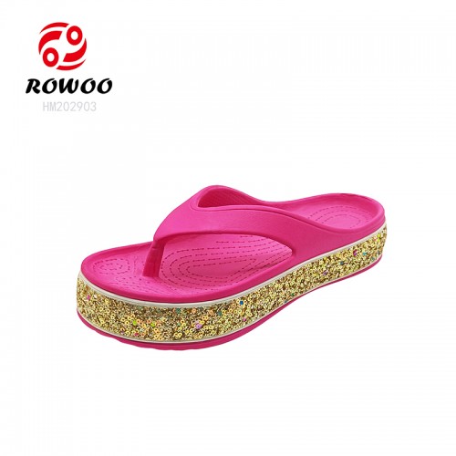 Wholesale EVA Flipflops Fashion Shining Slippers Ladies Outdoor Thong Sandals for Summer