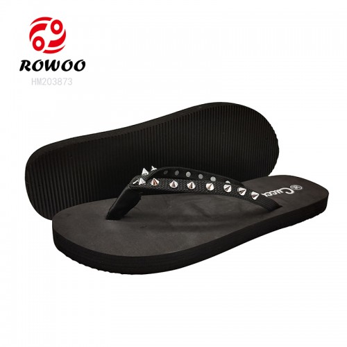 Wholesale Rivet Flip Flops Factory Price Slipper Sandals Black Pool Slipper Shoes