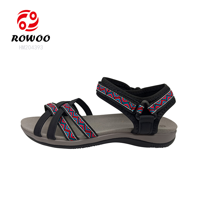 Hot Sale Ladies Summer Sandals Durable Rubber Hiking Sandals Cross Straps Printing Shoes
