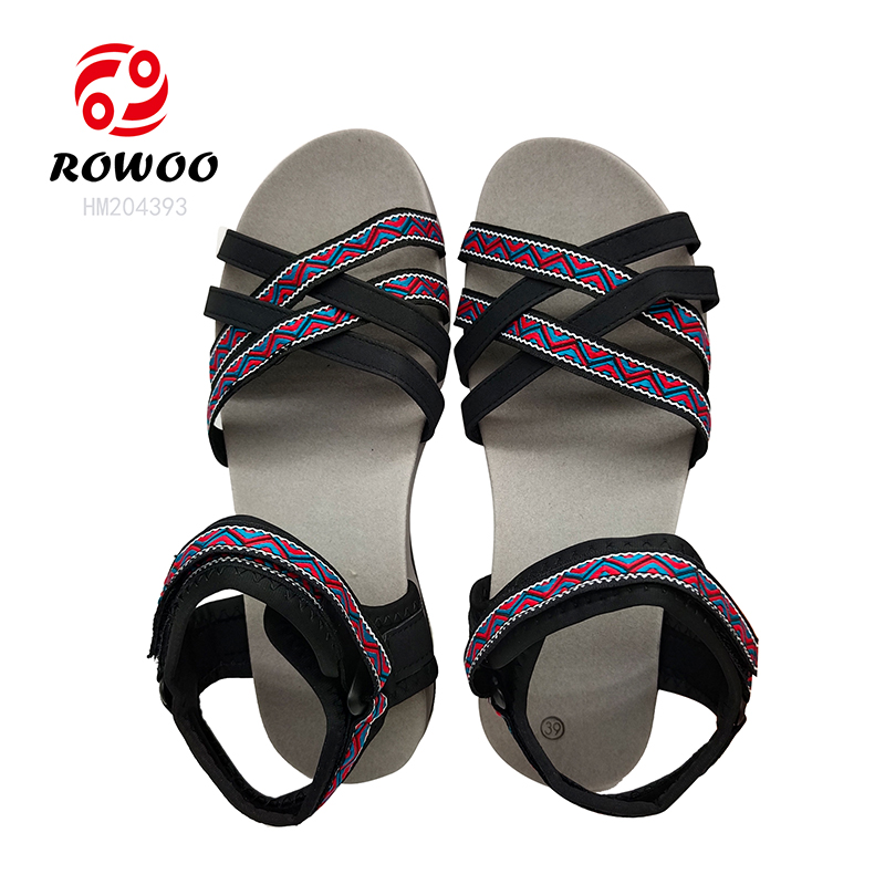 Hot Sale Ladies Summer Sandals Durable Rubber Hiking Sandals Cross Straps Printing Shoes