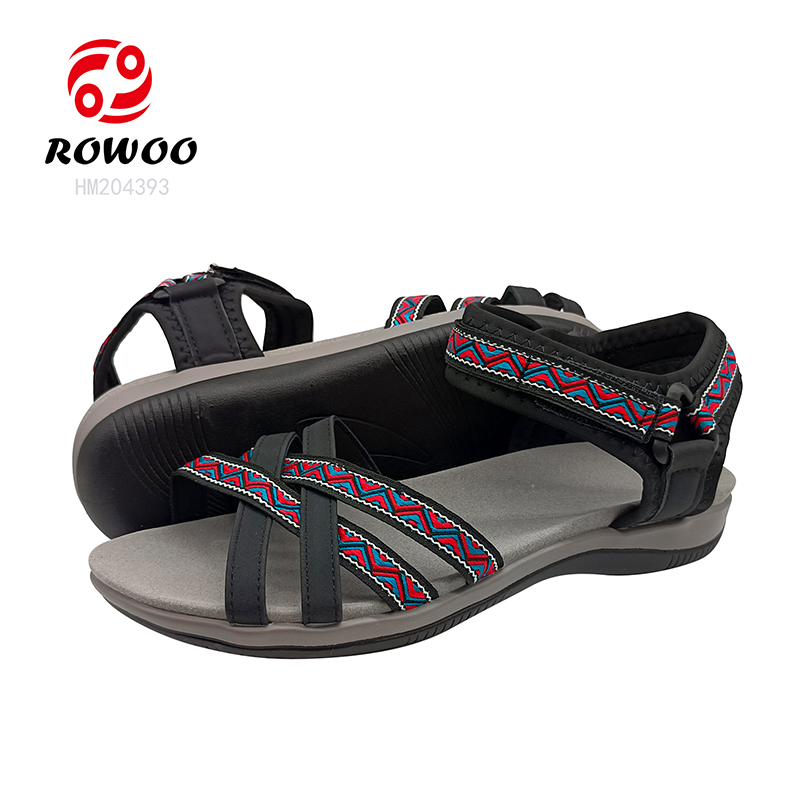 Hot Sale Ladies Summer Sandals Durable Rubber Hiking Sandals Cross Straps Printing Shoes