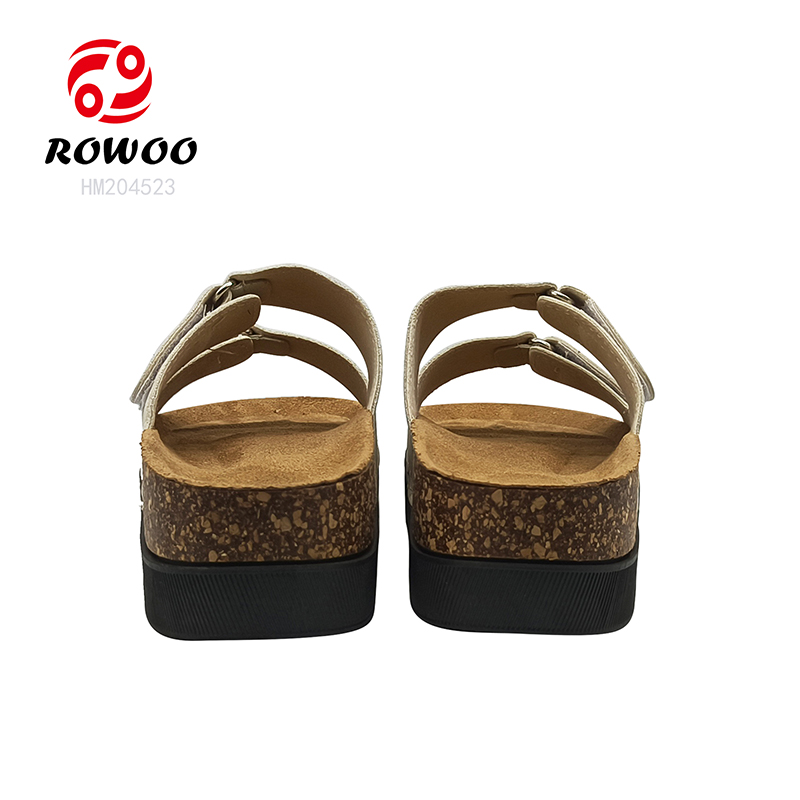 Wholesale Platform Women Slippers Browm Cork Sandals Outdoor Slide Shoes