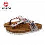 PU Leather Straps Women Cork Sandals EVA Outsole Slipper Shoes Printing Design Sandals