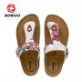 PU Leather Straps Women Cork Sandals EVA Outsole Slipper Shoes Printing Design Sandals