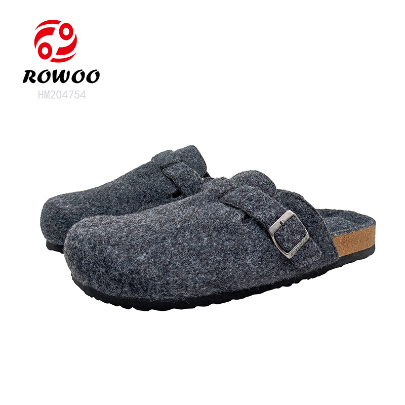 Felt Winter Warm Cork Sandals Women Home Slippers Flat Bathroom Sandals