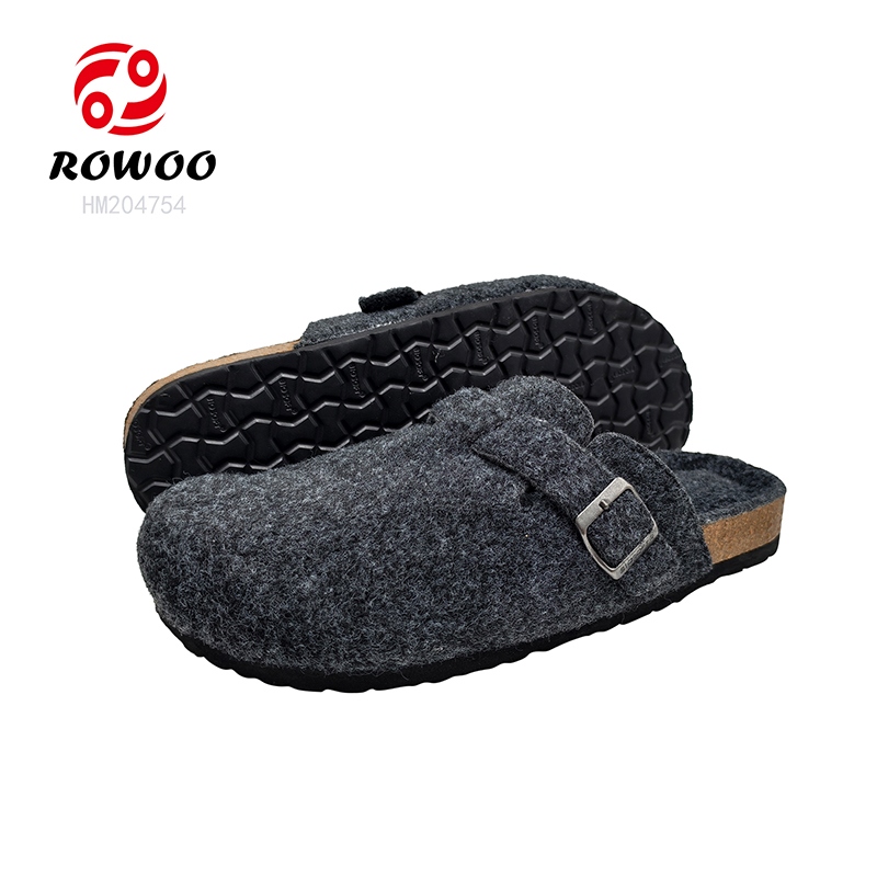 Felt Winter Warm Cork Sandals Women Home Slippers Flat Bathroom Sandals
