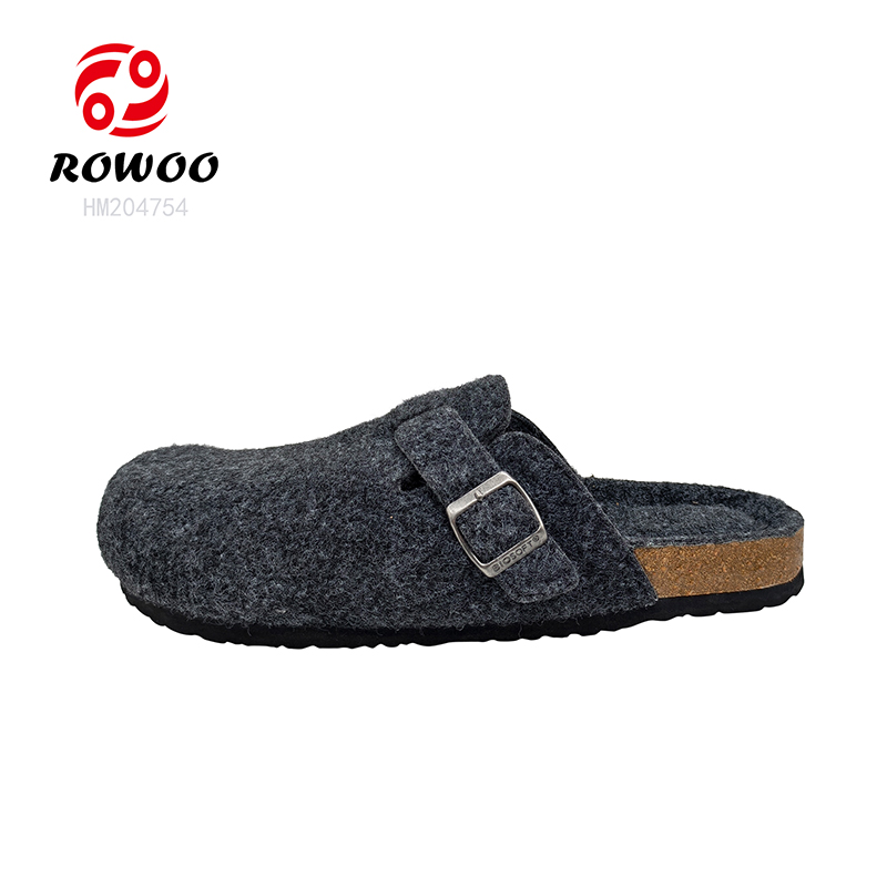 Felt Winter Warm Cork Sandals Women Home Slippers Flat Bathroom Sandals