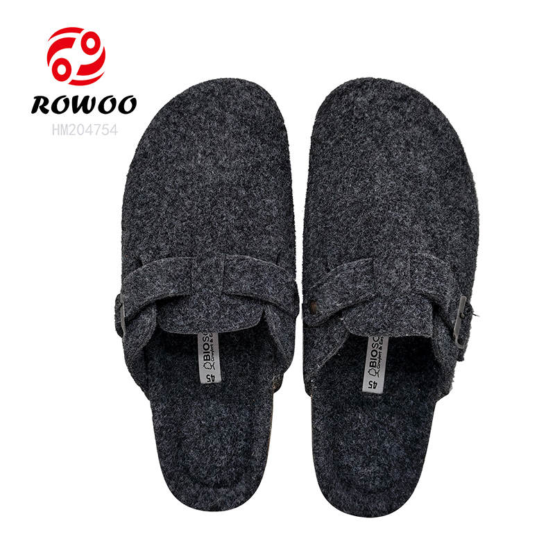 Felt Winter Warm Cork Sandals Women Home Slippers Flat Bathroom Sandals