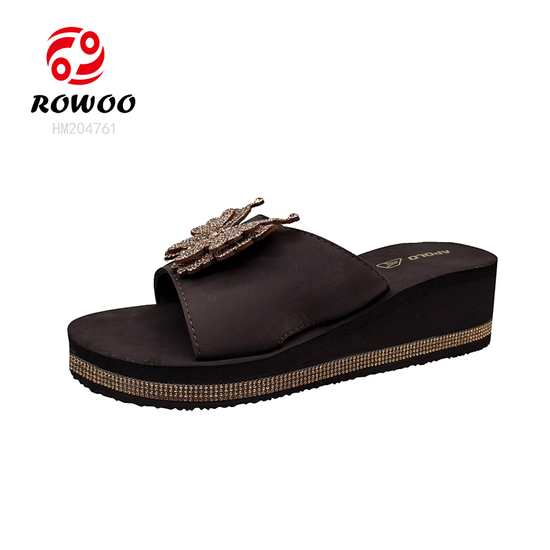 Ladies High Heel Diamond decoration Wedge Sandals Women Summer Slide Shoes