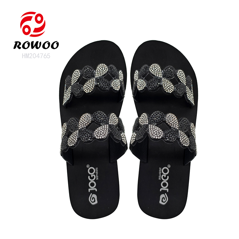 Wholesale OEM/ODM Summer Women's EVA Slides – Lightweight, Comfortable Two-Strap Sandals with Sparkling Rhinestone Decor, Perfect for Resort, Home, Travel & Outdoor Wear