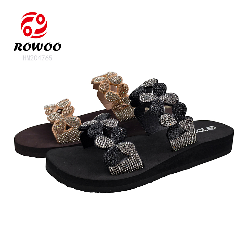 Wholesale OEM/ODM Summer Women's EVA Slides – Lightweight, Comfortable Two-Strap Sandals with Sparkling Rhinestone Decor, Perfect for Resort, Home, Travel & Outdoor Wear